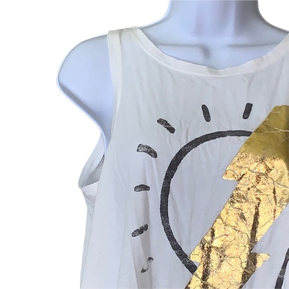 Junk Food Tee Shirt Sleeveless White Foil Lightbulb Idea Crop Top - Picture 11 of 12